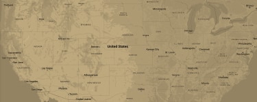 Tan USA Map with major cities of Paul Davis locations Mobile